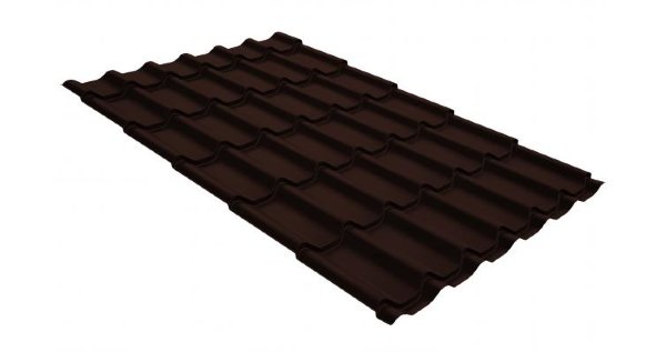 Металлочерепица классик GL 0,5 GreenCoat Pural Matt RR 887 шоколадно-коричневый (RAL 8017 шоколад) купить в Выборге