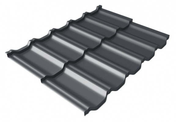 Металлочерепица модульная Квинта Uno Grand Line c 3D резом 0,5 Satin Мatt RAL 7024 мокрый асфальт купить в Выборге