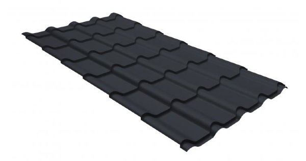 Металлочерепица камея GL 0,5 GreenCoat Pural matt RR 23 темно-серый (RAL 7024 мокрый асфальт) купить в Выборге