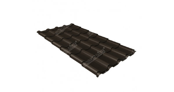 Металлочерепица камея GL 0,5 GreenCoat Pural RR 32 темно-коричневый (RAL 8019 серо-коричневый) купить в Выборге