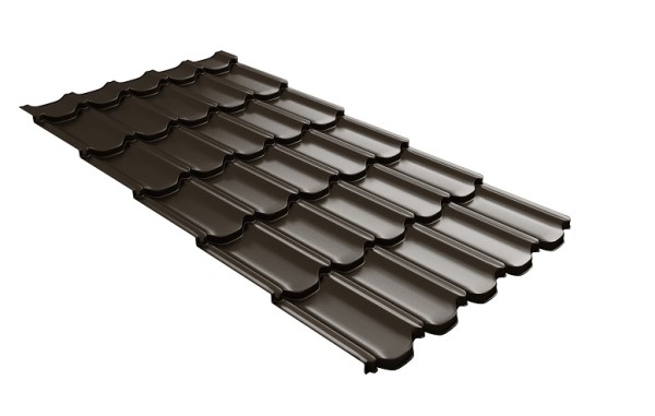 Металлочерепица квинта плюс с 3D резом 0,5 GreenСoat Pural Matt RR 32 темно-коричневый (RAL 8019 серо-коричневый) купить в Выборге