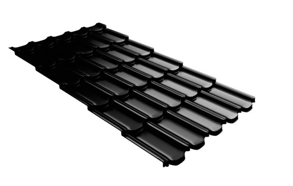 Металлочерепица квинта плюс с 3D резом 0,5 GreenСoat Pural Matt RR 33 черный (RAL 9005 черный) купить в Выборге