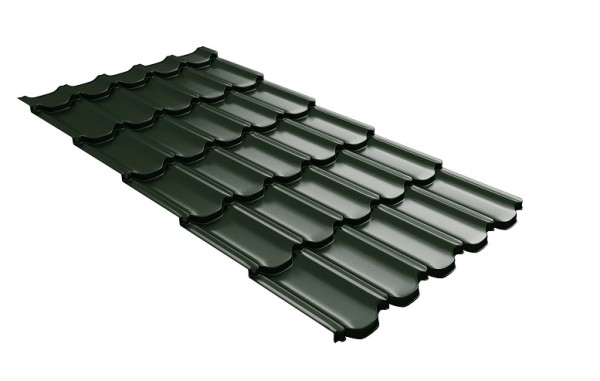 Металлочерепица квинта плюс с 3D резом 0,5 GreenСoat Pural RR 11 темно-зеленый (RAL 6020 хромовая зелень) купить в Выборге