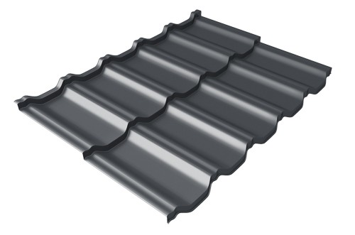 Металлочерепица модульная Квинта Uno Grand Line c 3D резом 0,45 PE RAL 7024 мокрый асфальт купить в Выборге