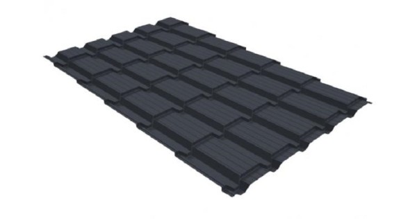 Металлочерепица GL квадро профи 0,5 GreenCoat Pural RR 23 темно-серый (RAL 7024) мокрый асфальт купить в Выборге