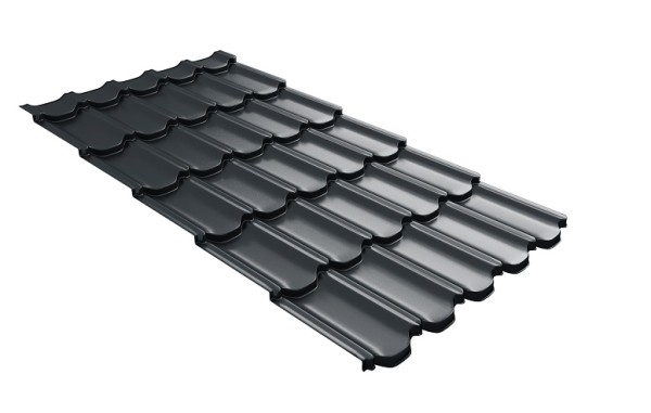Металлочерепица квинта плюс с 3D резом 0,5 Satin RAL 7016 антрацитово-серый купить в Выборге