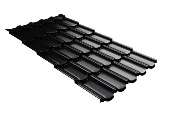 Металлочерепица квинта плюс с 3D резом 0,5 Satin RAL 9005 черный купить в Выборге