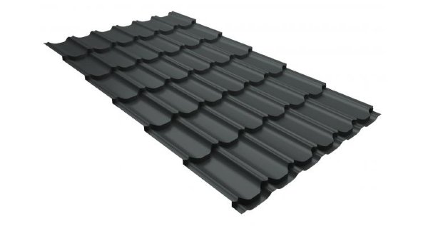 Металлочерепица квинта плюс 0,5 GreenCoat Pural RR 23 темно-серый (RAL 7024 мокрый асфальт) купить в Выборге